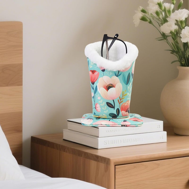 FlyingMage Store Plush Lined Eyeglasses Holder, Cute Magnetic PU Leather Glasses Stand Case for Women Men Kids - Image 3